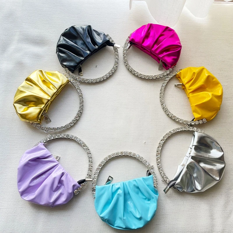 Fashion for Rhinestone Handle Evening Bag Half Moon Round Dinner Purse Chain Crossbody Shoulder Bags Wedding Party 
Fashion for Rhinestone Handle Evening Bag Half Moon Round Dinner Purse Chain Crossbody Shoulder Bags Wedding Party