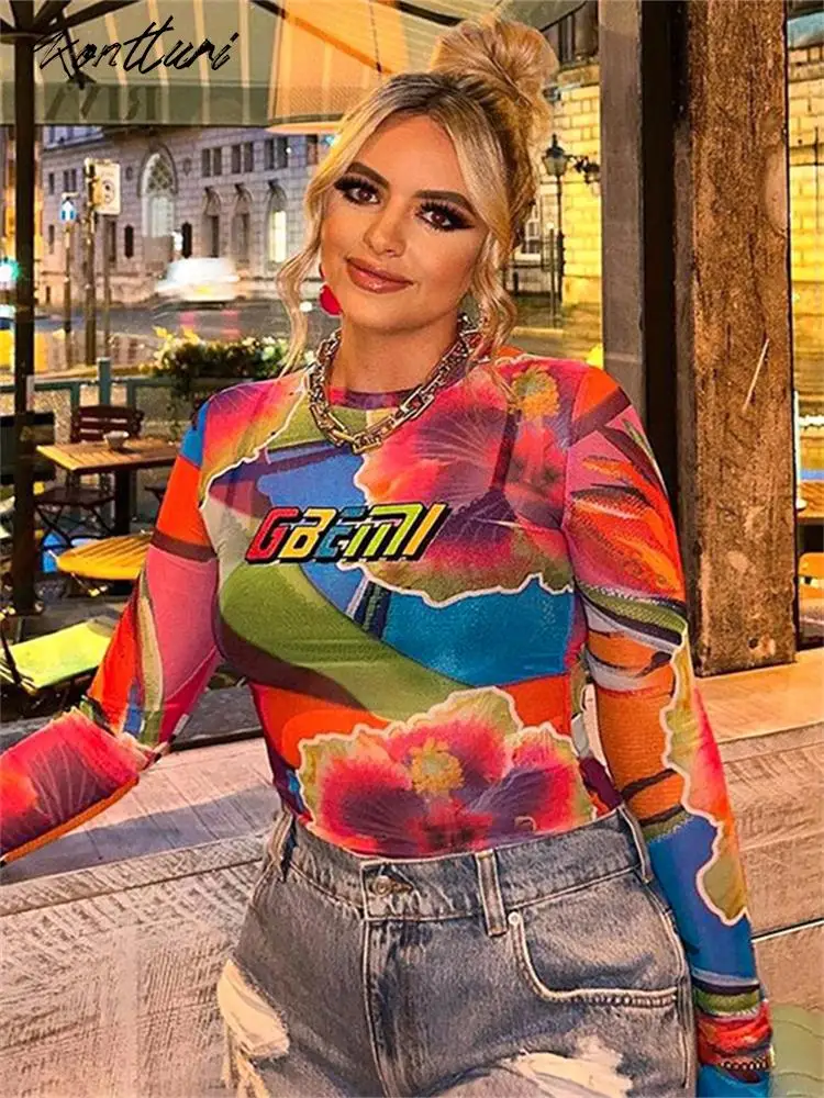 Kontturi Streetwear Outfits Mesh See Through Graphic T Shirts For Women 2023 O Neck Long Sleeve Tees Print Bodycon Crop Tops
Kontturi Streetwear Outfits Mesh See Through Graphic T Shirts For Women 2023 O Neck Long Sleeve Tees Print Bodycon Crop Tops