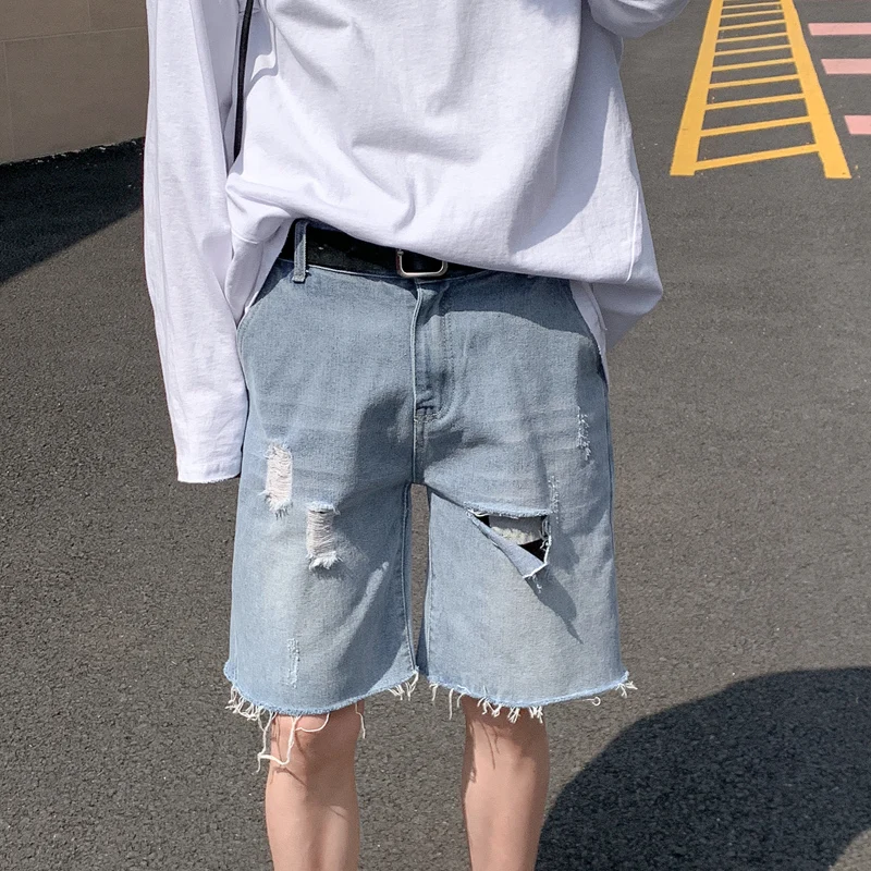 Ripped Holes Jeans Shorts Men Summer New Straight Denim Shorts Male Hip Hop Fashion Short Jean Korean Style Streetwear
Ripped Holes Jeans Shorts Men Summer New Straight Denim Shorts Male Hip Hop Fashion Short Jean Korean Style Streetwear