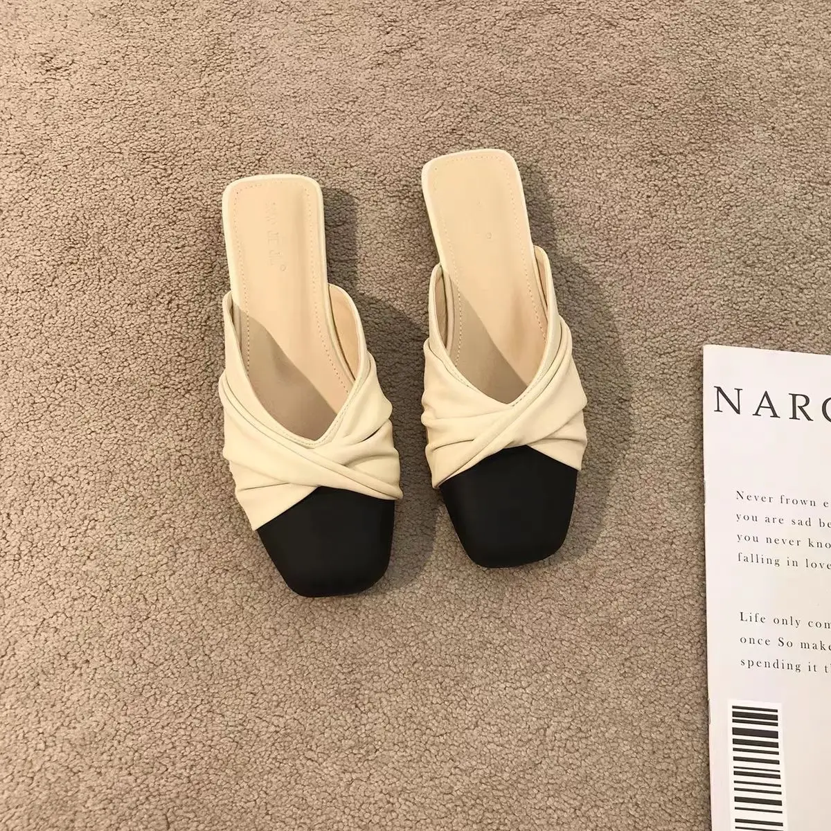 Half Slippers with Low Heels Summer Soft Bottom Lazy Sandals Half Support Single Shoe Woman 
Half Slippers with Low Heels Summer Soft Bottom Lazy Sandals Half Support Single Shoe Woman