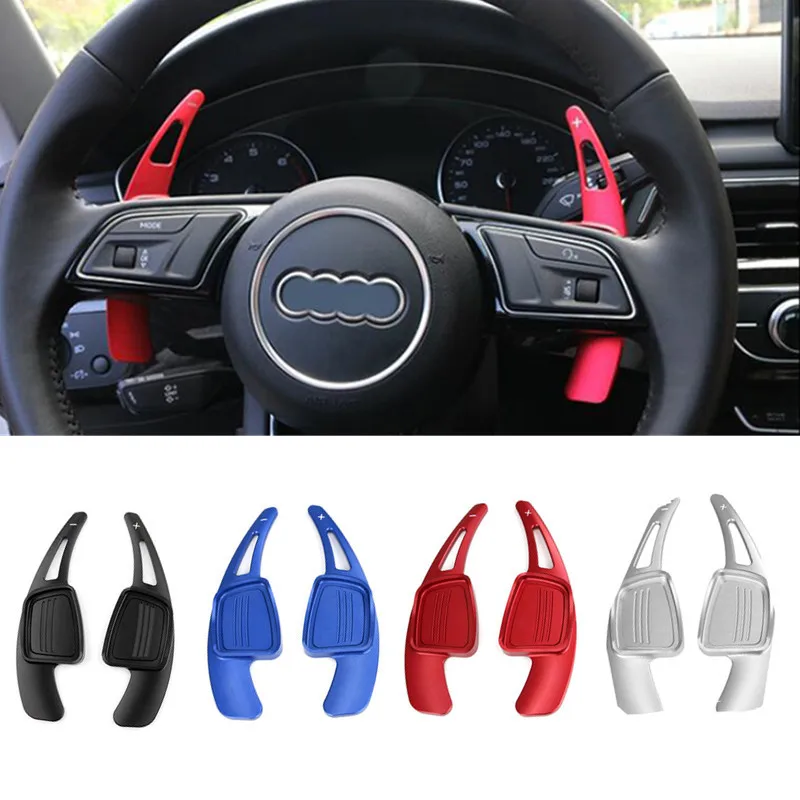 

2x Car Steering Wheel Shift Paddle Shifter Extension DSG Stickers For Audi A3 / S3 facelift A5 S5 2017 A4 B9 Q7 2016-2017 TT TTS