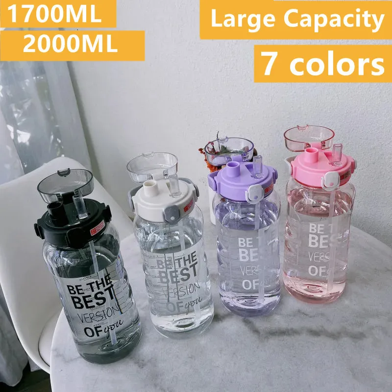 2L Sports Water Bottles 1.7L Plastic Large Capacity Outdoor Water Cup With Straw Summer Cold Kettle Portable Camping Space Cup
2L Sports Water Bottles 1.7L Plastic Large Capacity Outdoor Water Cup With Straw Summer Cold Kettle Portable Camping Space Cup