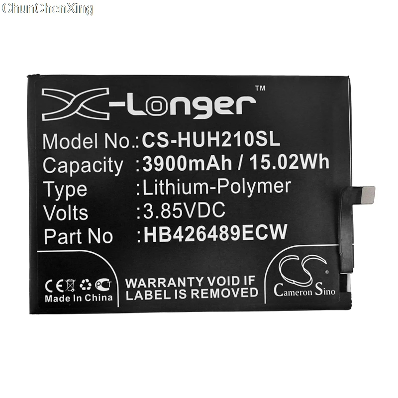 Cameron Sino 3900mAh Battery HB426489ECW for Huawei AQM-AL00,Enjoy 10S, Honor V20, PCT-AL10,PCT-L29, PCT-LX9, PCT-TL10, View 20
Cameron Sino 3900mAh Battery HB426489ECW for Huawei AQM-AL00,Enjoy 10S, Honor V20, PCT-AL10,PCT-L29, PCT-LX9, PCT-TL10, View 20