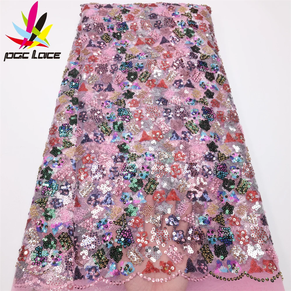 PGC Pink African Groom Sequins Lace Fabric 2022 High Quality 5Yards French Nigerian Lace Fabrics For Wedding Dress Party LY533-2
PGC Pink African Groom Sequins Lace Fabric 2022 High Quality 5Yards French Nigerian Lace Fabrics For Wedding Dress Party LY533-2