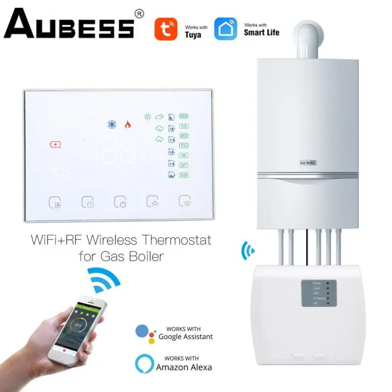 Tuya WiFi RF Smart Thermostat, Electric Floor Heating Water/Gas Boiler Temperature Remote Controller For Google Home, Alexa
Tuya WiFi RF Smart Thermostat, Electric Floor Heating Water/Gas Boiler Temperature Remote Controller For Google Home, Alexa