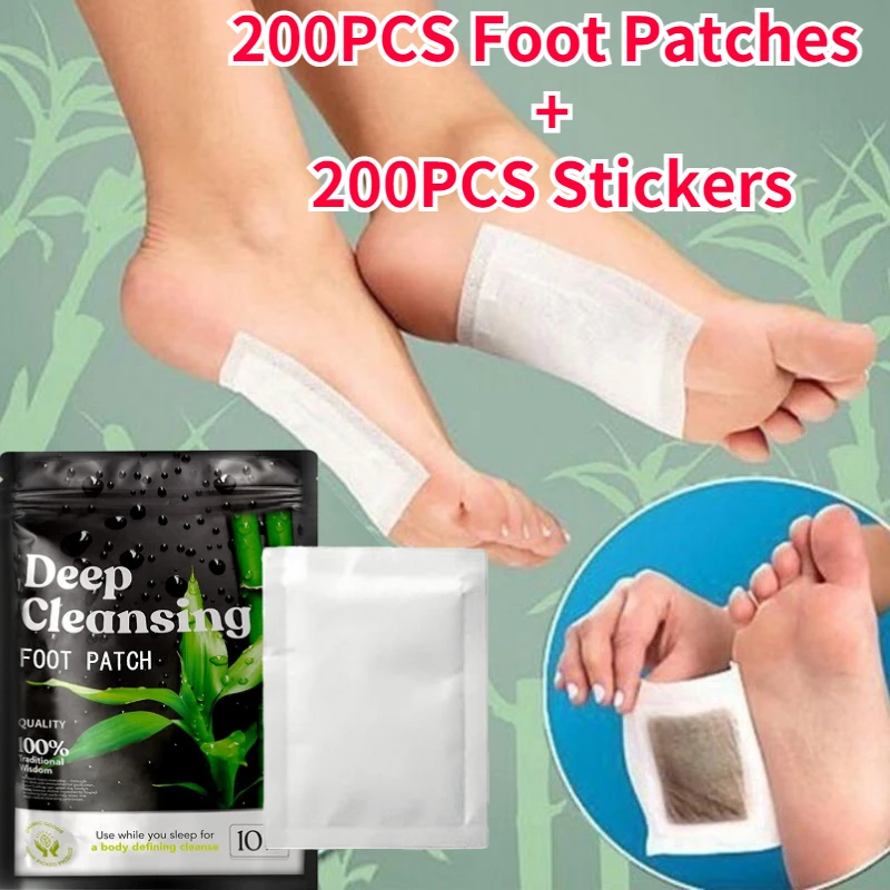 

200Pcs/Set Detox Foot Pads Bamboo Vinegar Natural Herbal Toxins Cleansing Adhesive Patches Plaster Improve Sleep Feet Stickers