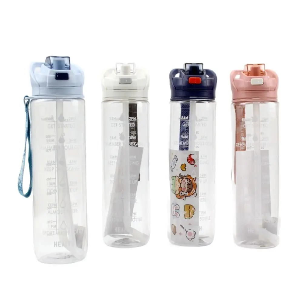 

Water Bottle With Marker Leak-Proof Cup Tea Coffee Cup Sports Water Bottle Straw Water Cup Plastic Cup Drinking Cup
