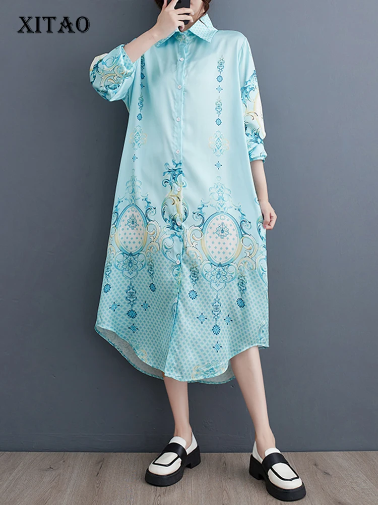 XITAO Print Single Breasted Dress Women Personality Fashion Loose Turn-down Collar Long Sleeved Dress Korea Autumn New DMJ2063
XITAO Print Single Breasted Dress Women Personality Fashion Loose Turn-down Collar Long Sleeved Dress Korea Autumn New DMJ2063