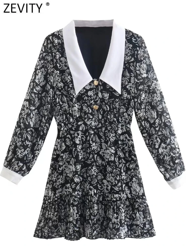 ZEVITY New Women Fashion White Collar Patchwork Floral Print Hem Pleated Mini Dress Ladies Long Sleeve Casual Vestidos DS9320
ZEVITY New Women Fashion White Collar Patchwork Floral Print Hem Pleated Mini Dress Ladies Long Sleeve Casual Vestidos DS9320