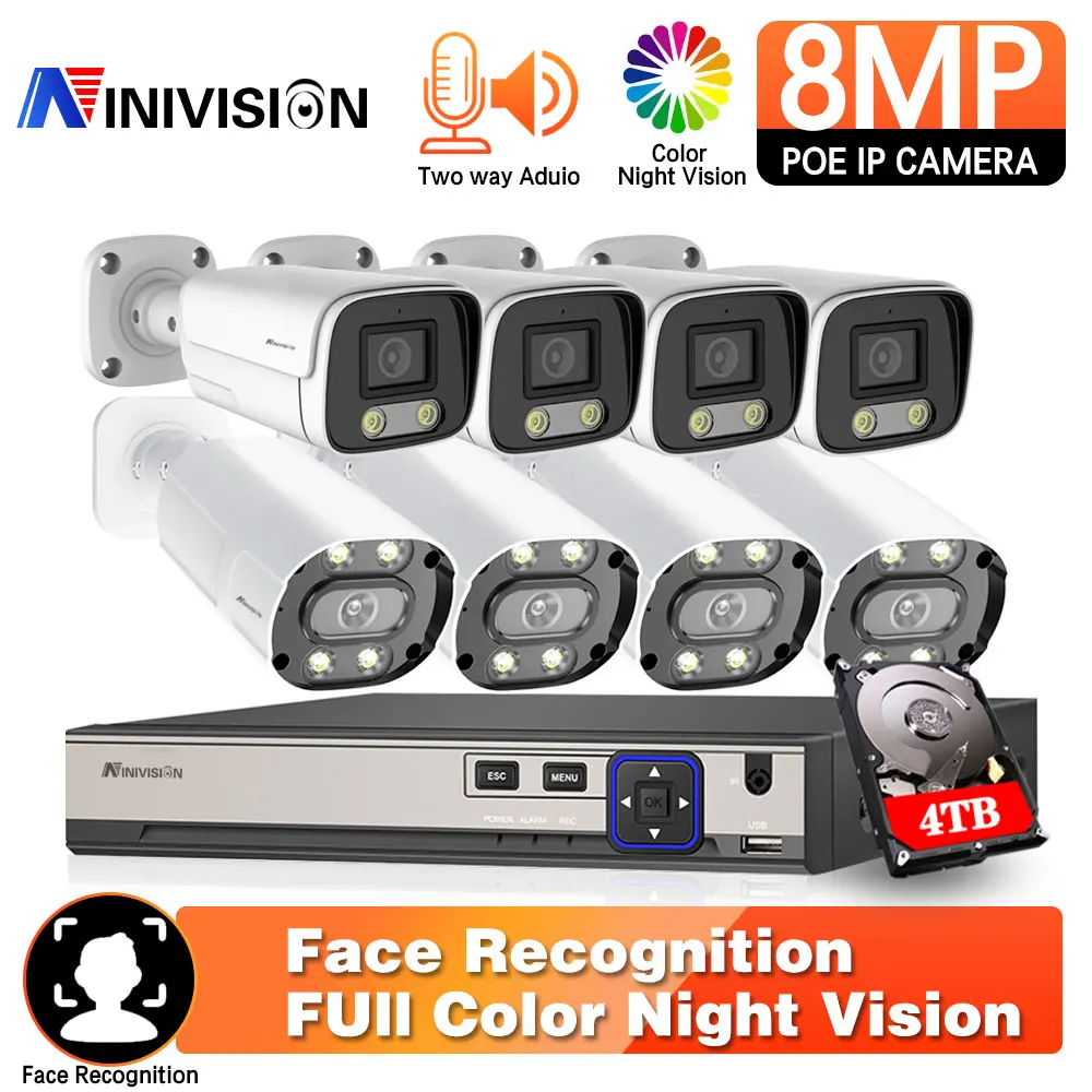 Face Detect 4K CCTV Security Cameras System 8CH Video Surveillance Kit Home Outdoor Two Way Audio IP Camera POE NVR Recorder Set
Face Detect 4K CCTV Security Cameras System 8CH Video Surveillance Kit Home Outdoor Two Way Audio IP Camera POE NVR Recorder Set