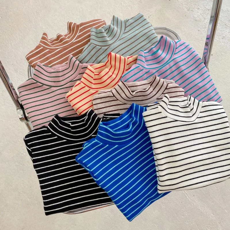Turtleneck Striped Long Sleeve T-Shirts Fall Kids Clothing Korean Style Girls Boys T Shirt Basic Tees Tops Children's Pullover
Turtleneck Striped Long Sleeve T-Shirts Fall Kids Clothing Korean Style Girls Boys T Shirt Basic Tees Tops Children's Pullover