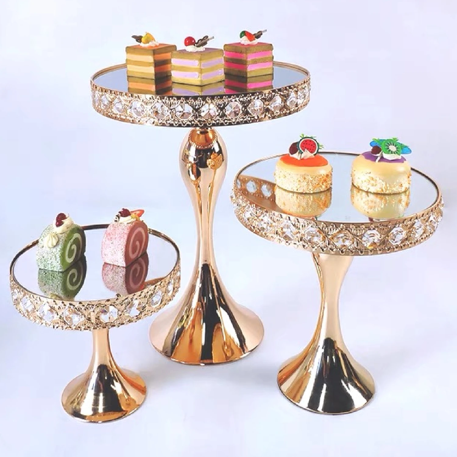 

Cake Stand, Dessert Cupcake Pastry Candy Display Plate for Wedding Event Birthday Party, Round Metal Pedestal Holder
