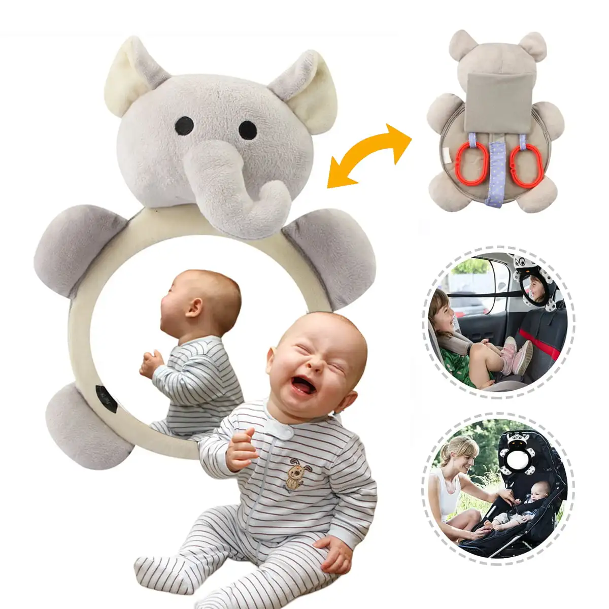 Baby Car Backseat Mirror, Animal Shaped Hanging Baby In-sight Mirror for Rear Facing, Elephant
Baby Car Backseat Mirror, Animal Shaped Hanging Baby In-sight Mirror for Rear Facing, Elephant