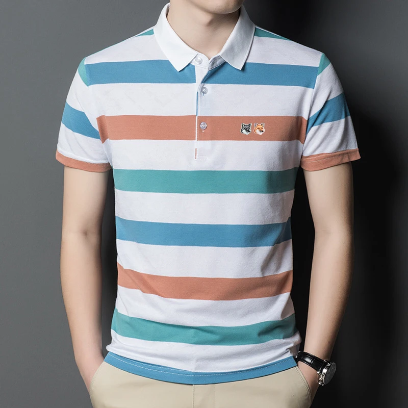 Mens Luxury Two-head Fox Mascot Embroidery Appliqued Polo T Shirt Summer Fashion Striped Plaid Short Sleeve Men Shirt Golf Tops
Mens Luxury Two-head Fox Mascot Embroidery Appliqued Polo T Shirt Summer Fashion Striped Plaid Short Sleeve Men Shirt Golf Tops