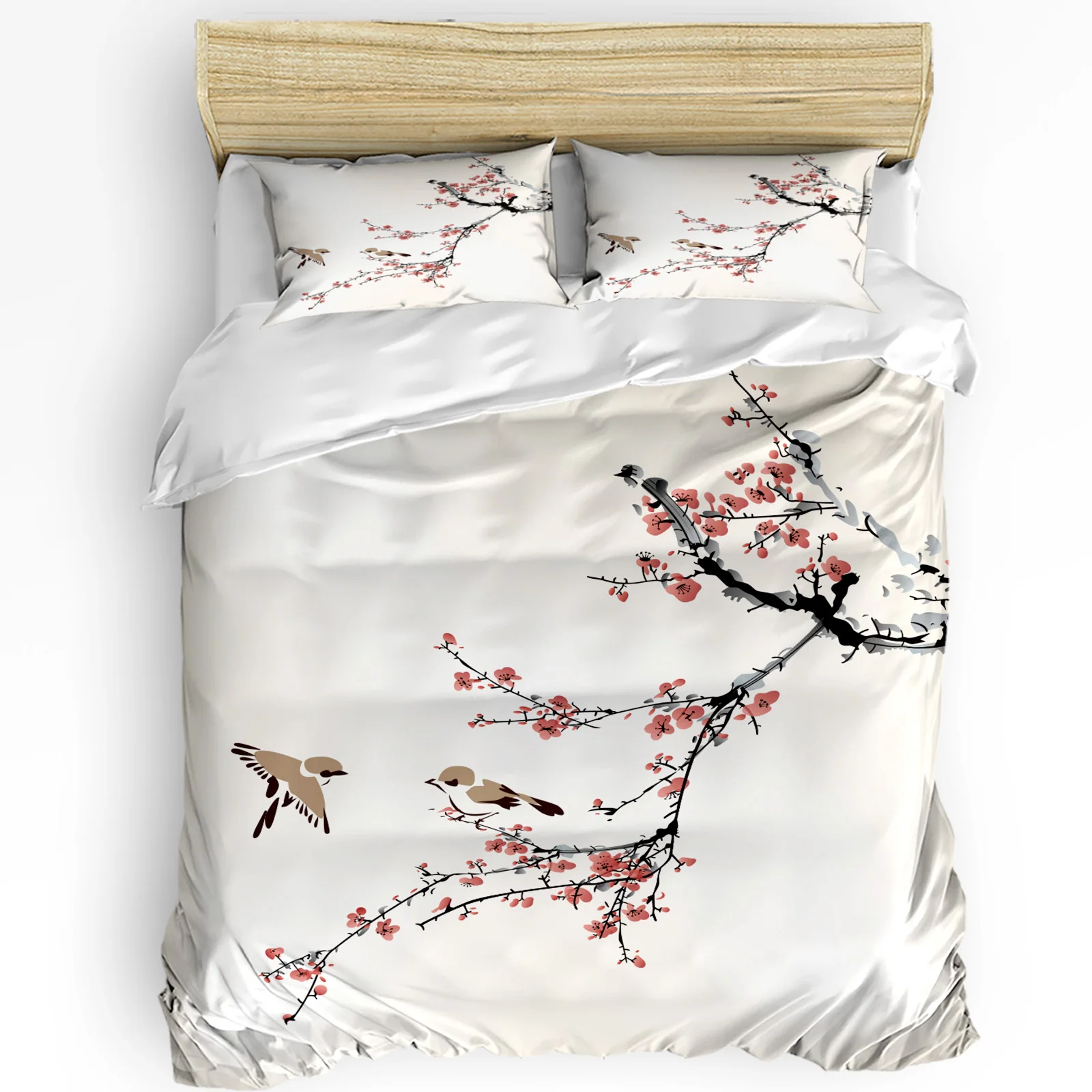 

Plum Blossom Bird Chinese Style Duvet Cover 3pcs Bedding Set Home Textile Quilt Cover Pillowcases Bedroom Bedding Set No Sheet