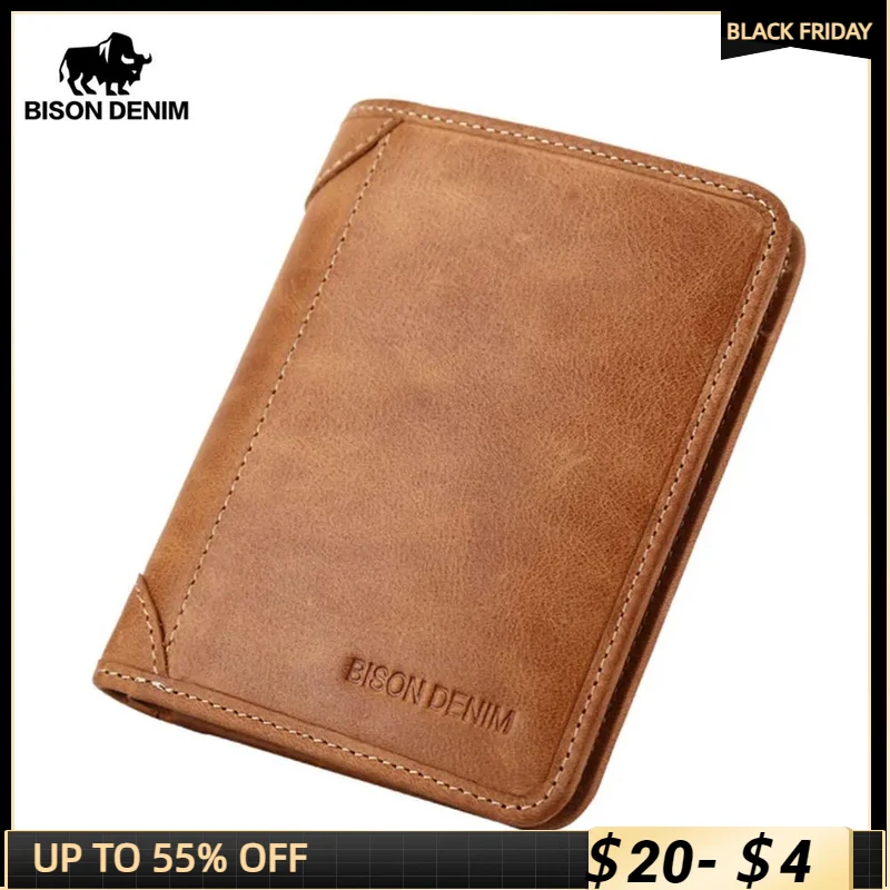 BISON DENIM Genuine Leather RFID Wallet Vintage Front Pocket Men's Purse Thin Credit Card Holder Soft Short Wallet For Men Women
BISON DENIM Genuine Leather RFID Wallet Vintage Front Pocket Men's Purse Thin Credit Card Holder Soft Short Wallet For Men Women