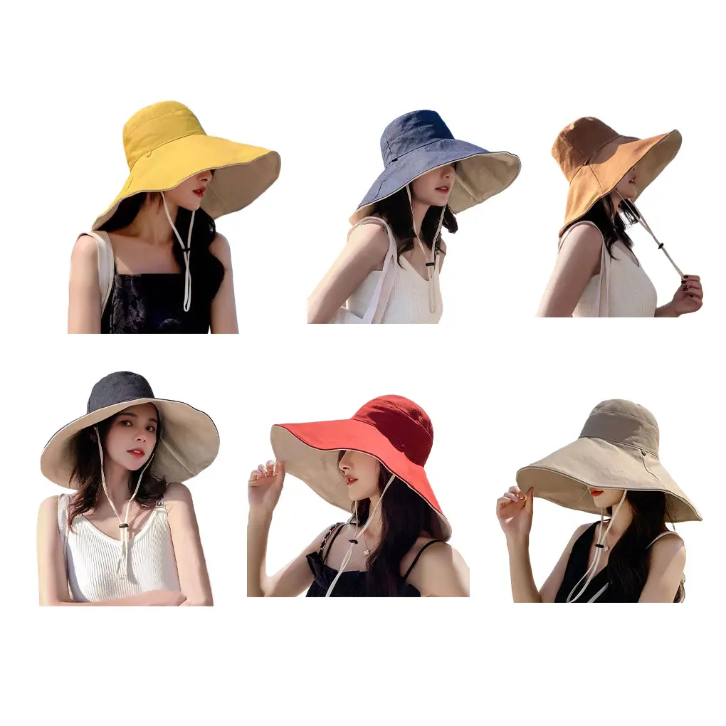 Hiking Women Fisherman Hat Adjustable Sun Protection Wide Brim Cap Simple Design Casual Style Bucket Hats Decoration
Hiking Women Fisherman Hat Adjustable Sun Protection Wide Brim Cap Simple Design Casual Style Bucket Hats Decoration