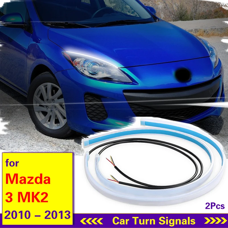 

Для Mazda 3 2010-2013 Автомобильные дневные ходовые фонари Гибкая Водонепроницаемая полоса Автомобильные фары сигнал поворота желтые стоп-сигналы