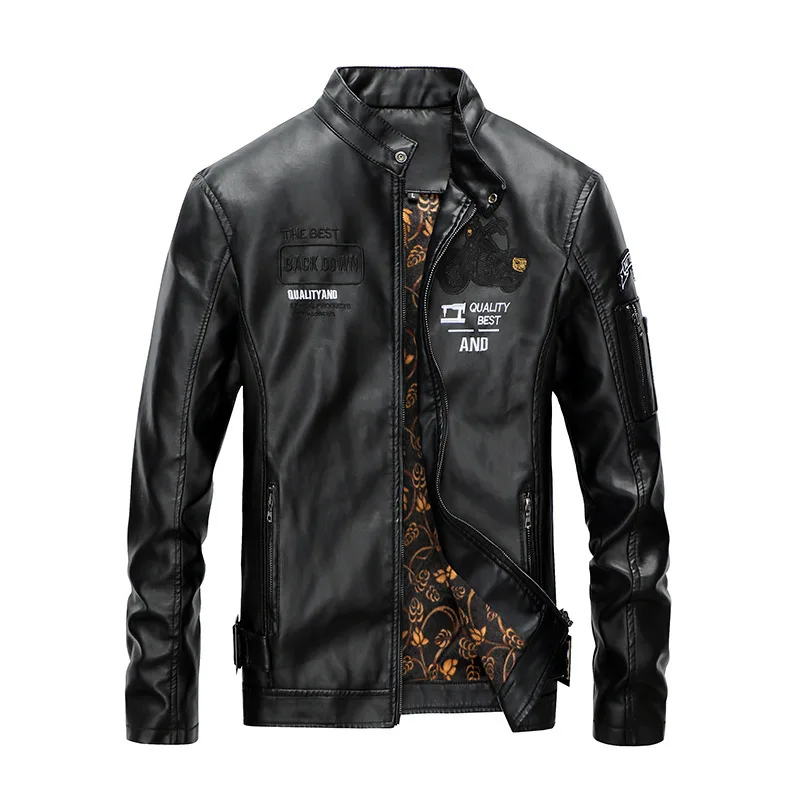 Leather Jacket Men Baseball Jacket Embroidered Pu Coats Men's Faux Bomber Pilot Fleece Jacket Man Stand Collar Biker Jacket Coat
Leather Jacket Men Baseball Jacket Embroidered Pu Coats Men's Faux Bomber Pilot Fleece Jacket Man Stand Collar Biker Jacket Coat
