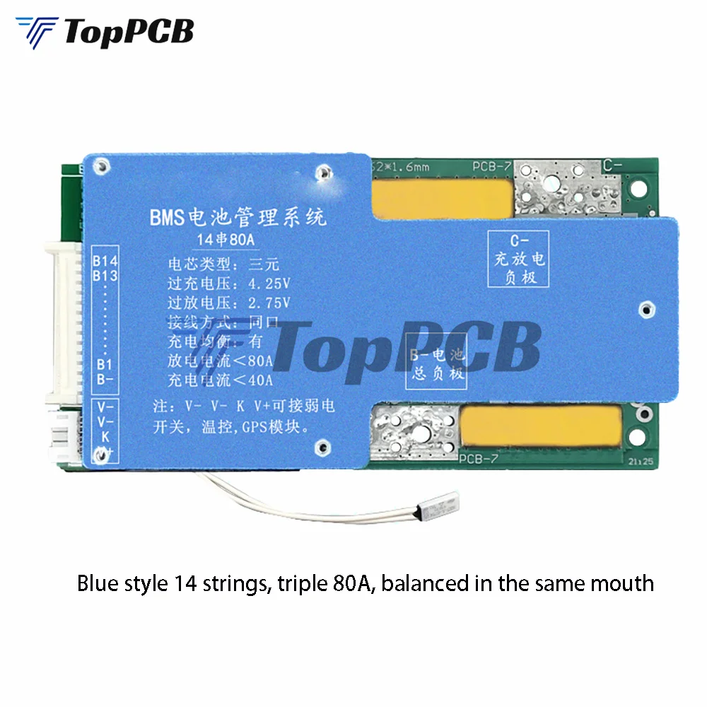 BMS 14S 52V 80A 18650 Lithium Battery Charging Protection Board Battery Cell Balancer Equalizer Temperature Control for E-bike
BMS 14S 52V 80A 18650 Lithium Battery Charging Protection Board Battery Cell Balancer Equalizer Temperature Control for E-bike