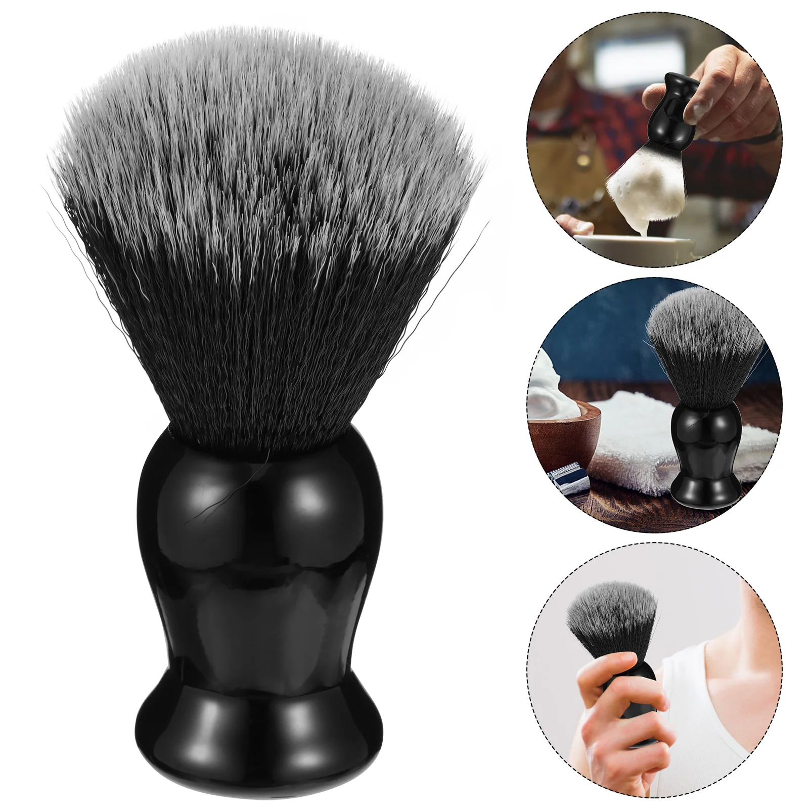 

Щетка для бороды из пены, аксессуар для парикмахерской, инструмент для чистки волос с деревянной ручкой, мужские кисти для бритья
