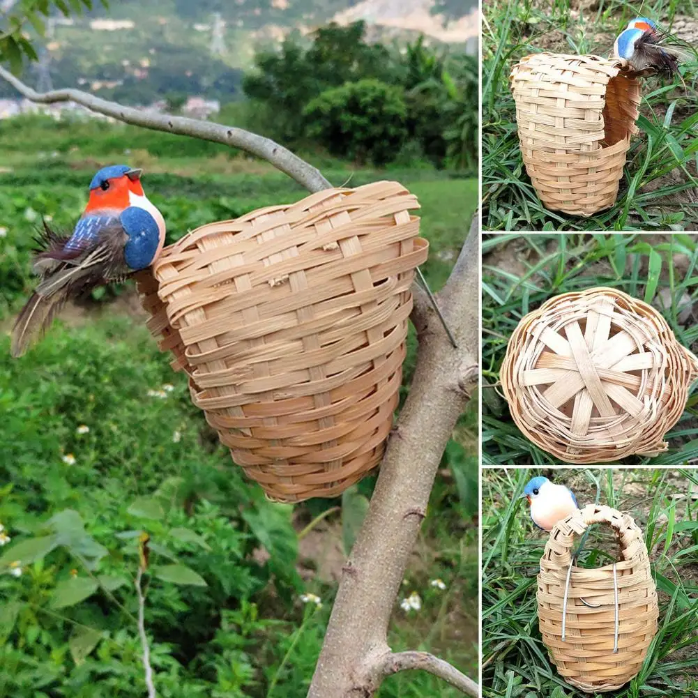 

Useful Pet House with Hook Decorative Pet Bird Breeding Bamboo Nest Fine Workmanship Bird Nest Pet Supplies