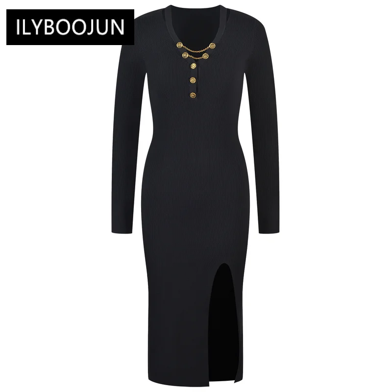 Dresses For Women 2022 Elegant High Quality Gold Buttons Sweater Wool Knitting Jumpers V-neck Lady Cashmere Pullovers Dress
Dresses For Women 2022 Elegant High Quality Gold Buttons Sweater Wool Knitting Jumpers V-neck Lady Cashmere Pullovers Dress