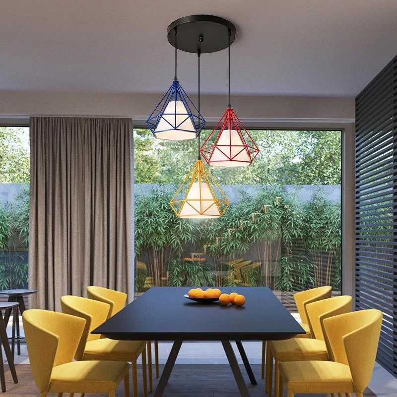 3 Heads Modern Pendant Light Hanging Lamps for Ceiling Loft Dining Room Restaurant Bar Retro Creative Diamond Iron Cage Lighting
3 Heads Modern Pendant Light Hanging Lamps for Ceiling Loft Dining Room Restaurant Bar Retro Creative Diamond Iron Cage Lighting