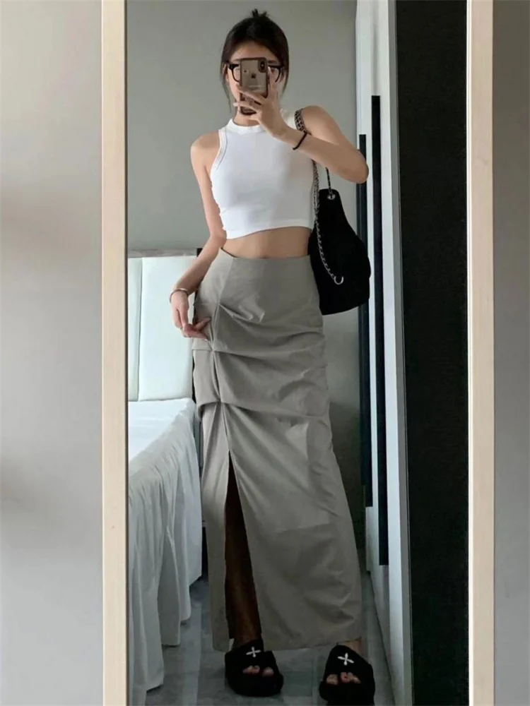 Tossy High Waist Solid Pleated Long Skirt For Women Fashion Y2k Outfit Split Elegant Casual High Street Summer Female Maxi Skirt 
Tossy High Waist Solid Pleated Long Skirt For Women Fashion Y2k Outfit Split Elegant Casual High Street Summer Female Maxi Skirt
