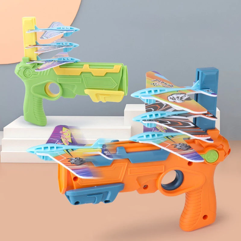 

Пусковая установка для самолета, пузырьковая катапульта с 6 маленькими игрушками-самолетом, забавные игрушки для самолета, детский самолет, игрушка для стрельбы, подарок