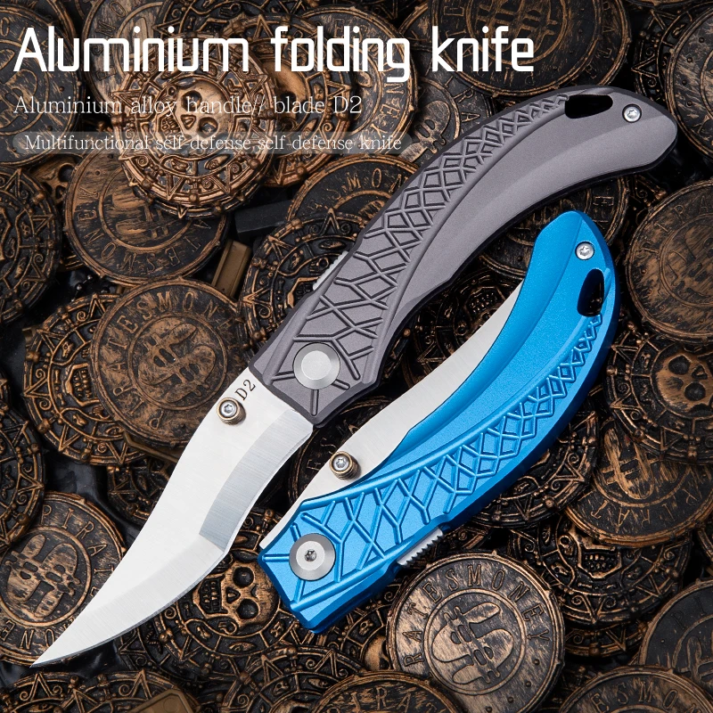 

Aluminum folding knife tactical jungle camping rescue tool knife portable high hardness outdoor multi-function self-defense EDC