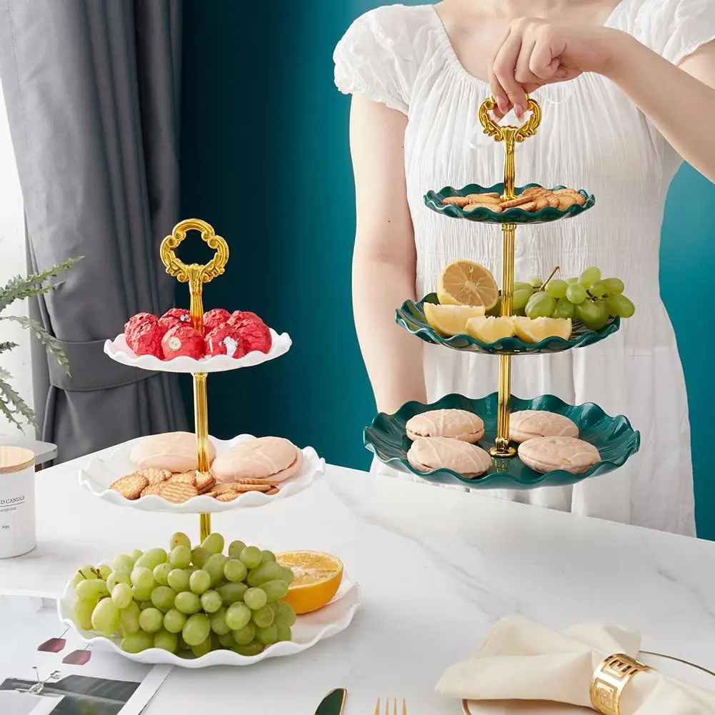

3-Tier Cupcake Stand Fruit Plate Holder Snack Candy Desserts Buffet Stand Tower For Christmas Wedding Party Cake Dessert Tray