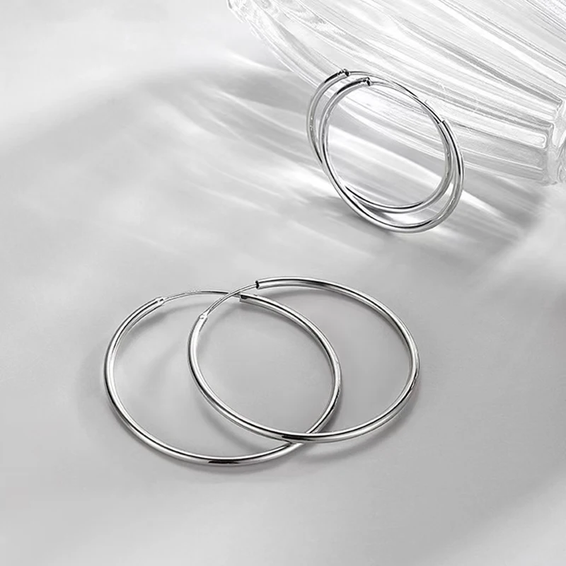 925 Sterling Silver Exaggerated Circle Earrings Simple Fashion Geometric Shape Earrings Birthday Gift For Women Exquisite Jewelr
925 Sterling Silver Exaggerated Circle Earrings Simple Fashion Geometric Shape Earrings Birthday Gift For Women Exquisite Jewelr