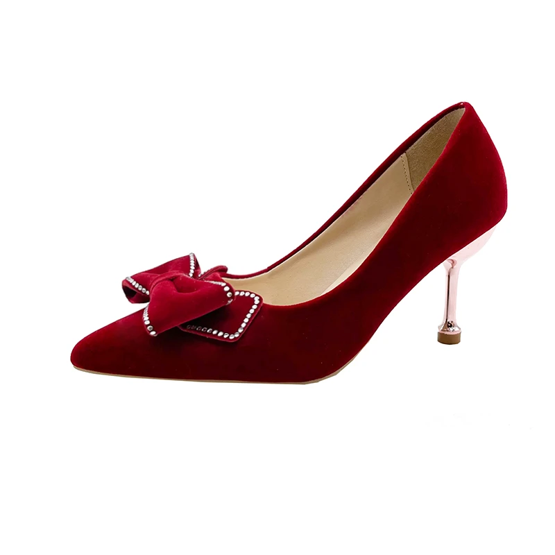 High Heel Suede Women's Wedding Shoes, Red Big Heel Wedding Shoes, Pointed Bow, Comfortable, Fashionable Women's Wedding
High Heel Suede Women's Wedding Shoes, Red Big Heel Wedding Shoes, Pointed Bow, Comfortable, Fashionable Women's Wedding