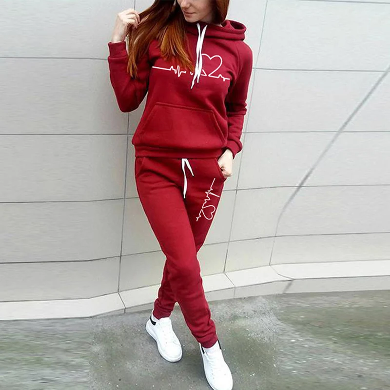 Women Fashion Long Sleeve Sports Tracksuits Fashion Drawstring Hooded Sweatshirt+Long Pants Outfit Autumn Casual Print 2pc Suit
Women Fashion Long Sleeve Sports Tracksuits Fashion Drawstring Hooded Sweatshirt+Long Pants Outfit Autumn Casual Print 2pc Suit