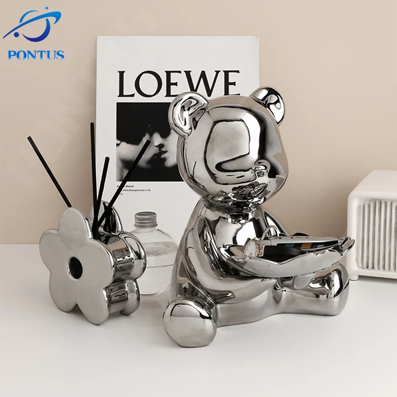 Violent Bear Ceramic Sculpture Nordic Light Luxury Electroplating Ornaments Creative Porch Key Storage Living Room Home Decor
Violent Bear Ceramic Sculpture Nordic Light Luxury Electroplating Ornaments Creative Porch Key Storage Living Room Home Decor