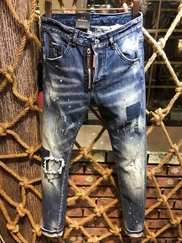 DSQUARED2 Men's Slim Stretch Jeans Small Feet Trendy Pants Men's Hole Punk Tight Pants 9313
DSQUARED2 Men's Slim Stretch Jeans Small Feet Trendy Pants Men's Hole Punk Tight Pants 9313
