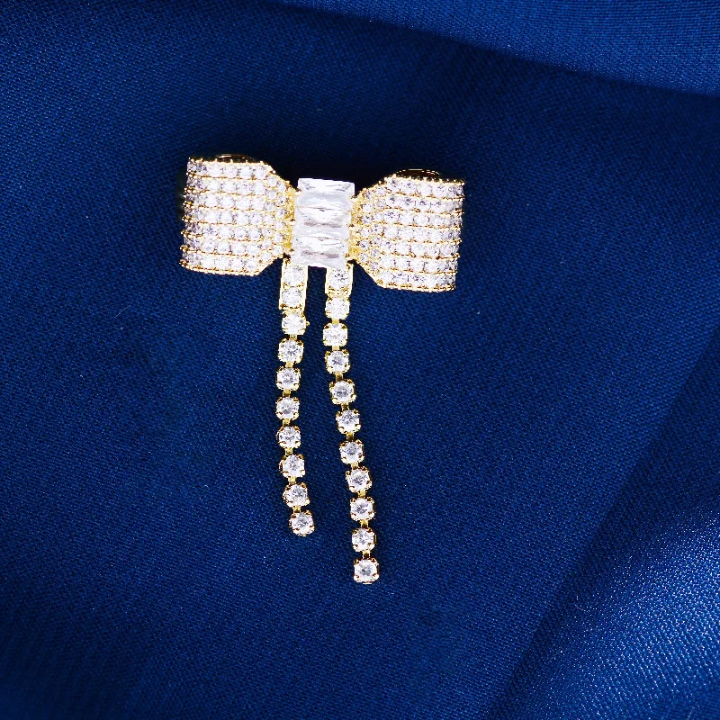 Fashion Tassel Bow Brooch Elegant Temperament Zircon Pin Simple Atmosphere Anti-glare Buckle Accessories Women
Fashion Tassel Bow Brooch Elegant Temperament Zircon Pin Simple Atmosphere Anti-glare Buckle Accessories Women