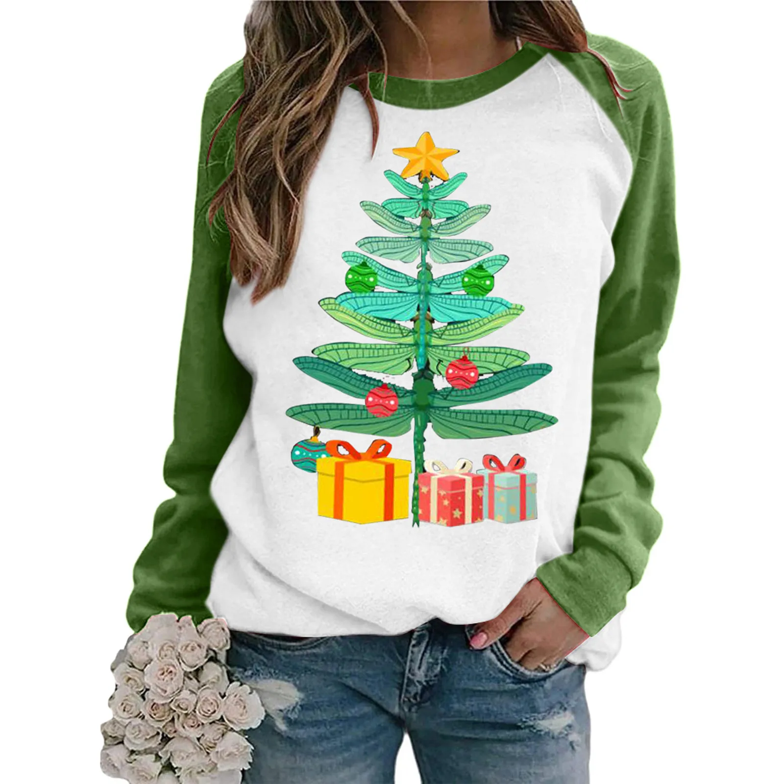 Blouse Long Top Raglan Sleeve Sweatshirt Pullover Printed Christmas Shirts Women Women's Blouse
Blouse Long Top Raglan Sleeve Sweatshirt Pullover Printed Christmas Shirts Women Women's Blouse