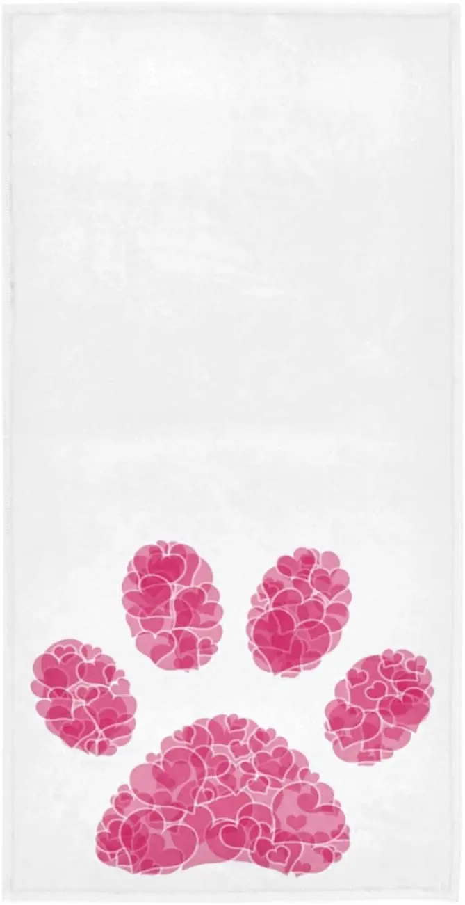

Полотенце для лица с рисунком розовых собачьих лап, Белое мягкое банное полотенце для отелей и спа, косметическое полотенце для рук