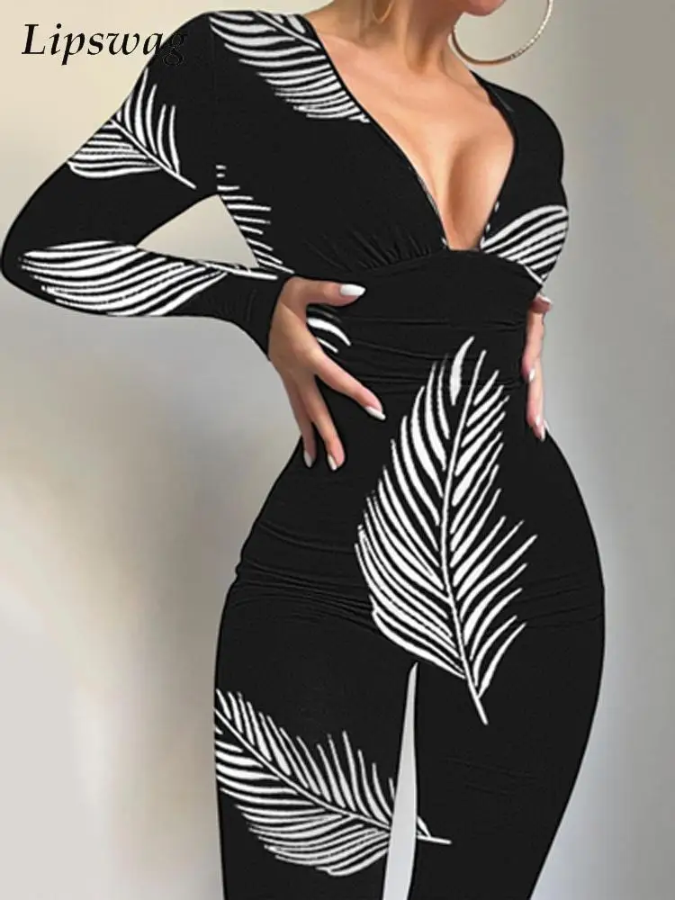 Sexy Lady Skinny Sleepwear Jumpsuit Bodysuit Elegant Deep V Print Women Romper Overalls Fashion Casual Bodycon Playsuit Pajamas
Sexy Lady Skinny Sleepwear Jumpsuit Bodysuit Elegant Deep V Print Women Romper Overalls Fashion Casual Bodycon Playsuit Pajamas