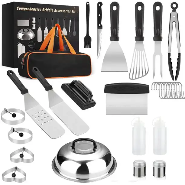 Griddle Accessories Kit, 29 Pcs Griddle Grill Tools Set for Blackstone and Camp Chef, Grill BBQ Spatula Set with Basting Cover,
Griddle Accessories Kit, 29 Pcs Griddle Grill Tools Set for Blackstone and Camp Chef, Grill BBQ Spatula Set with Basting Cover,
