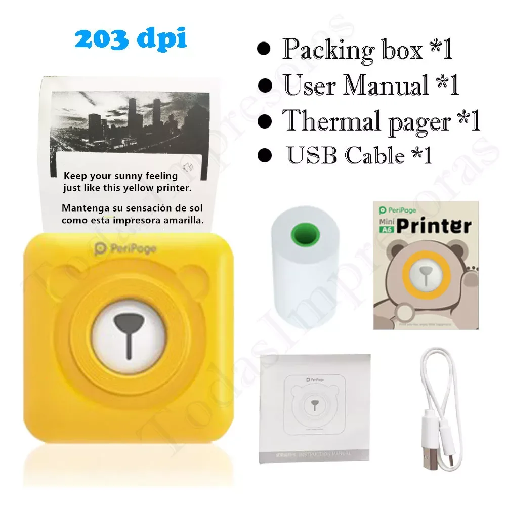PeriPage A6 Yellow Wireless Portable Thermal Bluetooth Printers Mini Photo Picture Mobile Android iOS Phone 58mm Pocket Machines
PeriPage A6 Yellow Wireless Portable Thermal Bluetooth Printers Mini Photo Picture Mobile Android iOS Phone 58mm Pocket Machines