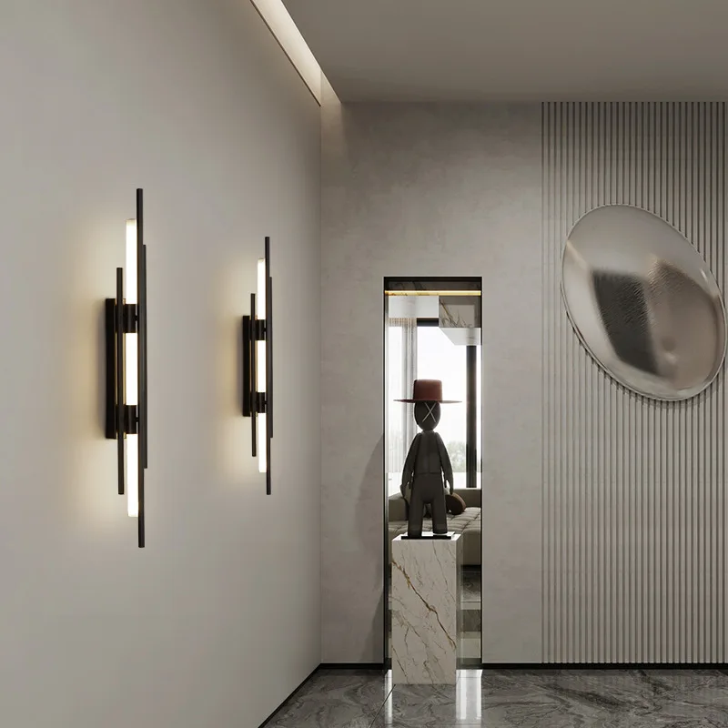 Postmodern Wall Lamp Living Room Grille TV Background Luxury Minimalist Stair Bedroom Bedside Copper Acrylic Wall Light Fixture
Postmodern Wall Lamp Living Room Grille TV Background Luxury Minimalist Stair Bedroom Bedside Copper Acrylic Wall Light Fixture