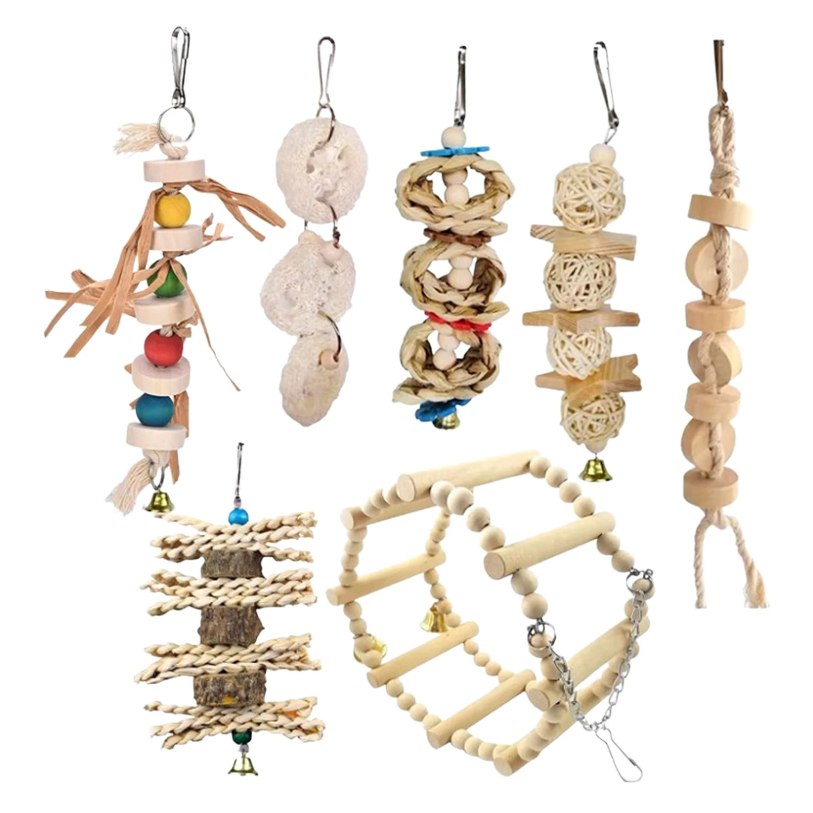 7 Pcs Parrot Toy Kit 7pcs Bird Cage Toy Kit Wooden Bird Chew Toy For Small Parakeets Parrots Love Birds Conures Bird Cage
7 Pcs Parrot Toy Kit 7pcs Bird Cage Toy Kit Wooden Bird Chew Toy For Small Parakeets Parrots Love Birds Conures Bird Cage