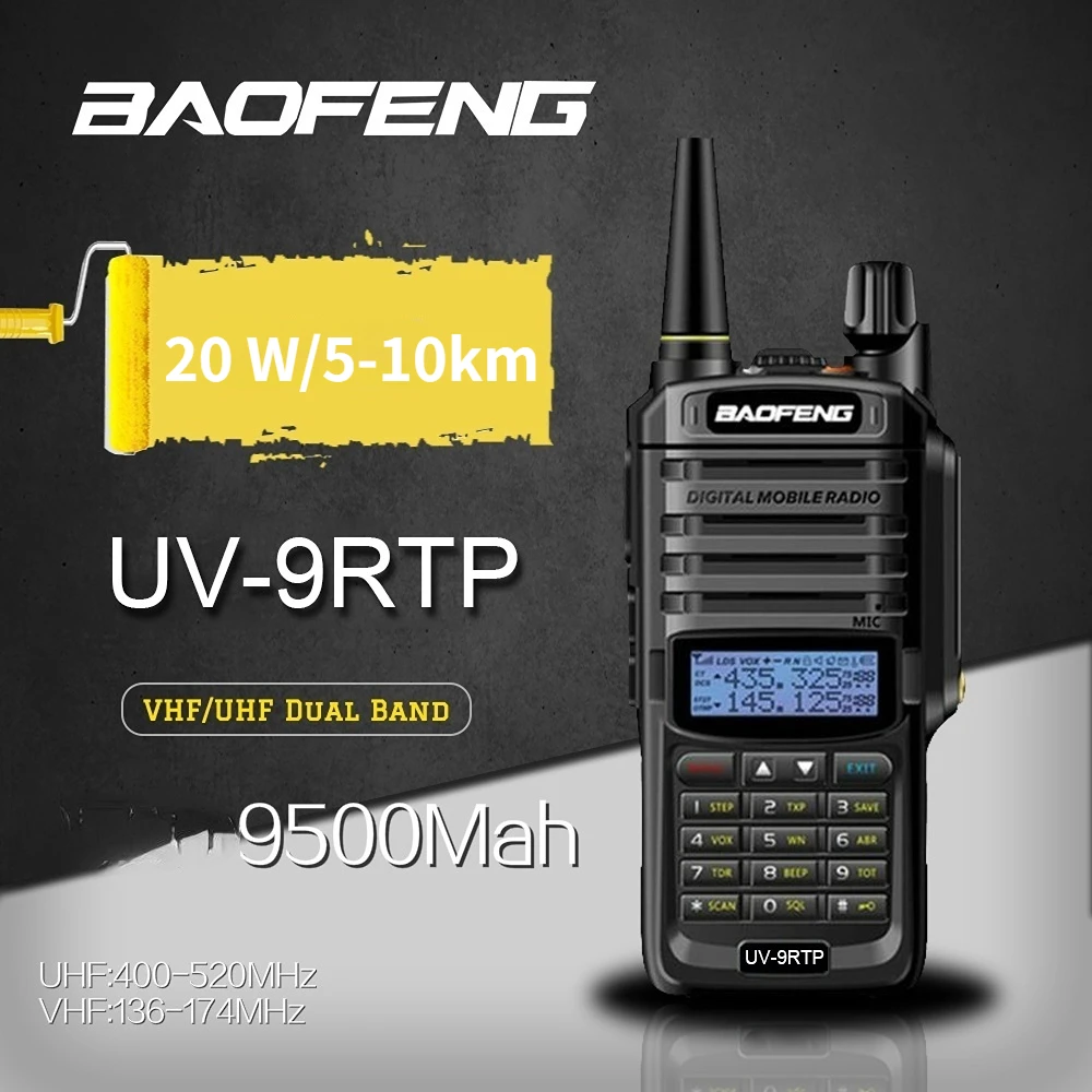 Baofeng UV9R-PLUSTP Walkie Talkie Radio Waterproof IP68 Station Transceiver 20W VHF UHF Portable Radio 15km Talk-Range 9500mAh
Baofeng UV9R-PLUSTP Walkie Talkie Radio Waterproof IP68 Station Transceiver 20W VHF UHF Portable Radio 15km Talk-Range 9500mAh