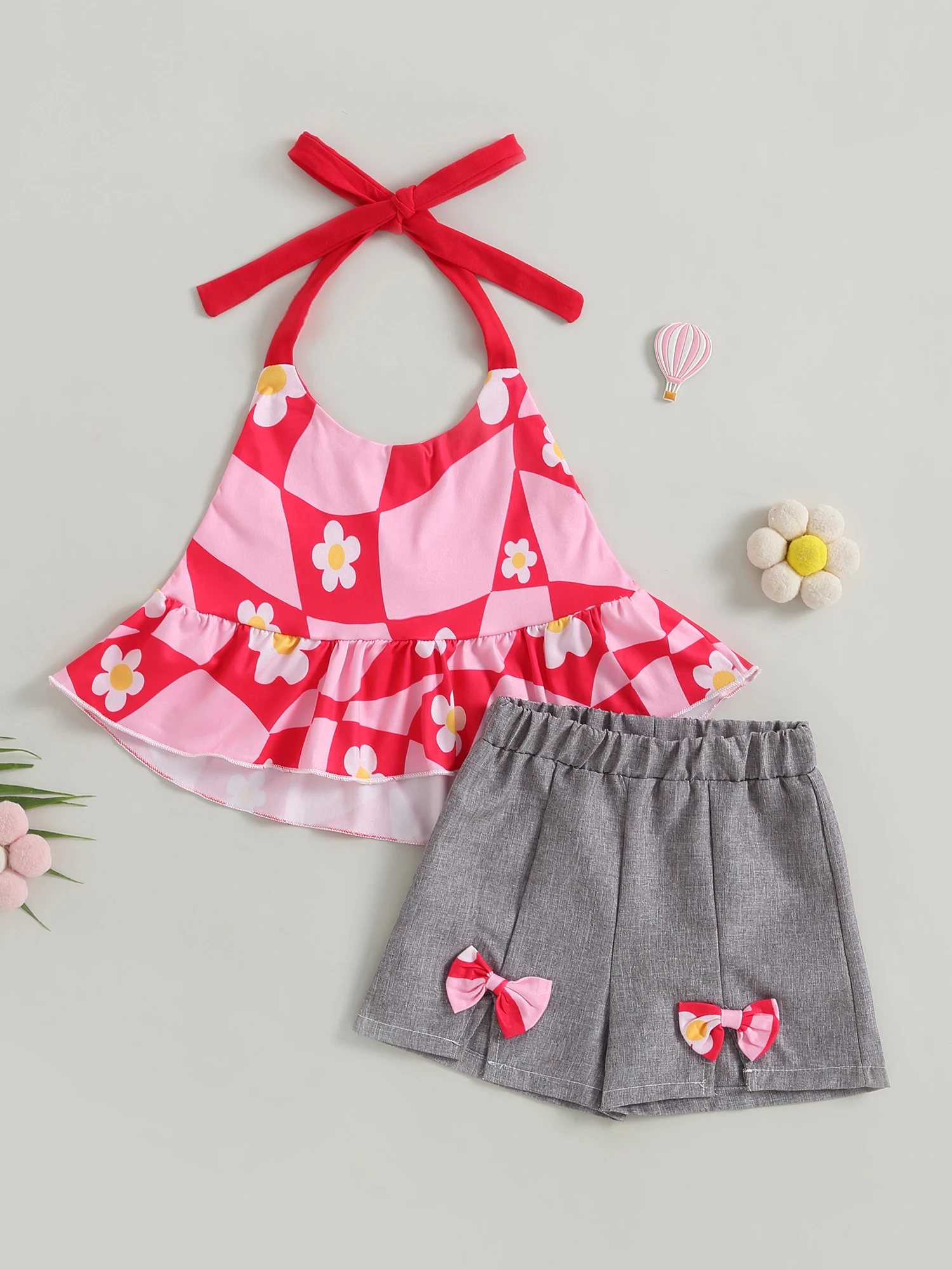 Kids Girl Summer Outfits Flower Butterfly Print Tie-Up Hater Neck Sleeveless Tank Tops Bow Elastic Waist Shorts 2Pcs Clothes
Kids Girl Summer Outfits Flower Butterfly Print Tie-Up Hater Neck Sleeveless Tank Tops Bow Elastic Waist Shorts 2Pcs Clothes