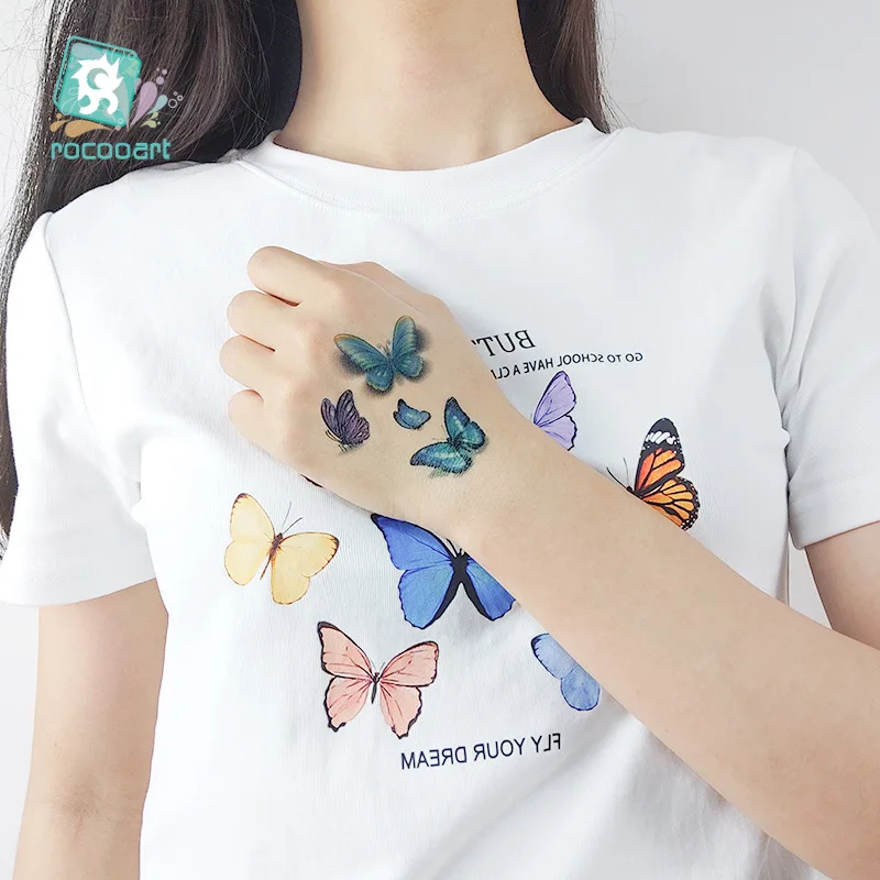 

New Waterproof 3d Butterfly Tattoo Small Fresh Wrist Collarbone Cute Temporary Tattoos Sticker Size:150 × 105mm