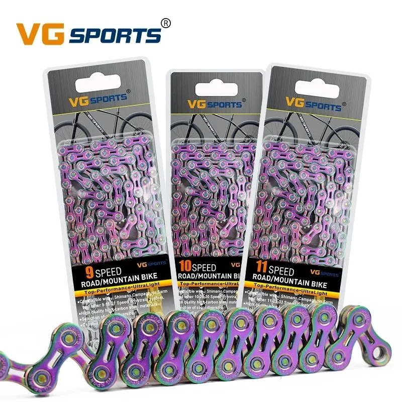 VG Sports 8/9/10/11 speed Colorful Bicycle chain full hollow half hollow bike chain mountain road bike ultralight 116L
VG Sports 8/9/10/11 speed Colorful Bicycle chain full hollow half hollow bike chain mountain road bike ultralight 116L