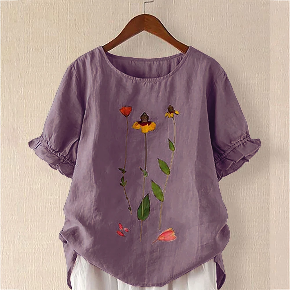 Plus Size Women Summer Cotton Linen Blouse Tops Ladies Floral Short Sleeve Shirt Clothing S-3XL High Quality Fashion Clothes
Plus Size Women Summer Cotton Linen Blouse Tops Ladies Floral Short Sleeve Shirt Clothing S-3XL High Quality Fashion Clothes